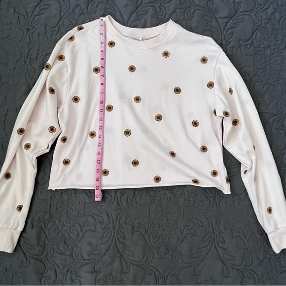 Mighty Fine Women’s Pink XL Long Sleeve with Embroidered Sunflowers - Picture 3 of 7